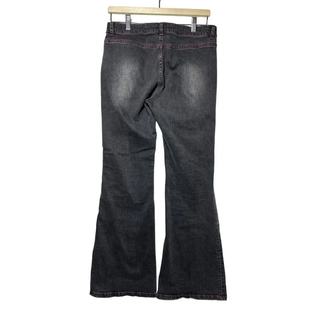 Dollskill Current Mood New York Airbrush Patched Low Waist Flare Jeans Artsy L